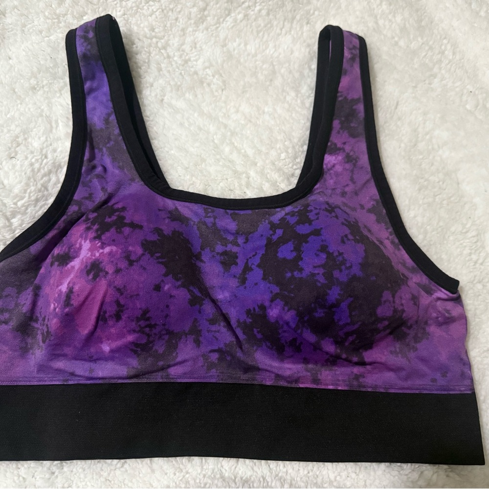 Torrid Tie-Dye Purple and Black Sports Bra